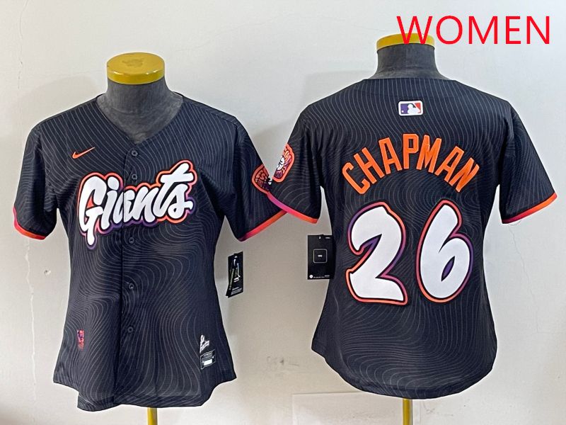 Women San Francisco Giants #26 Chapman Black Joint Name Nike 2025 MLB Jersey style 1->women mlb jersey->Women Jersey